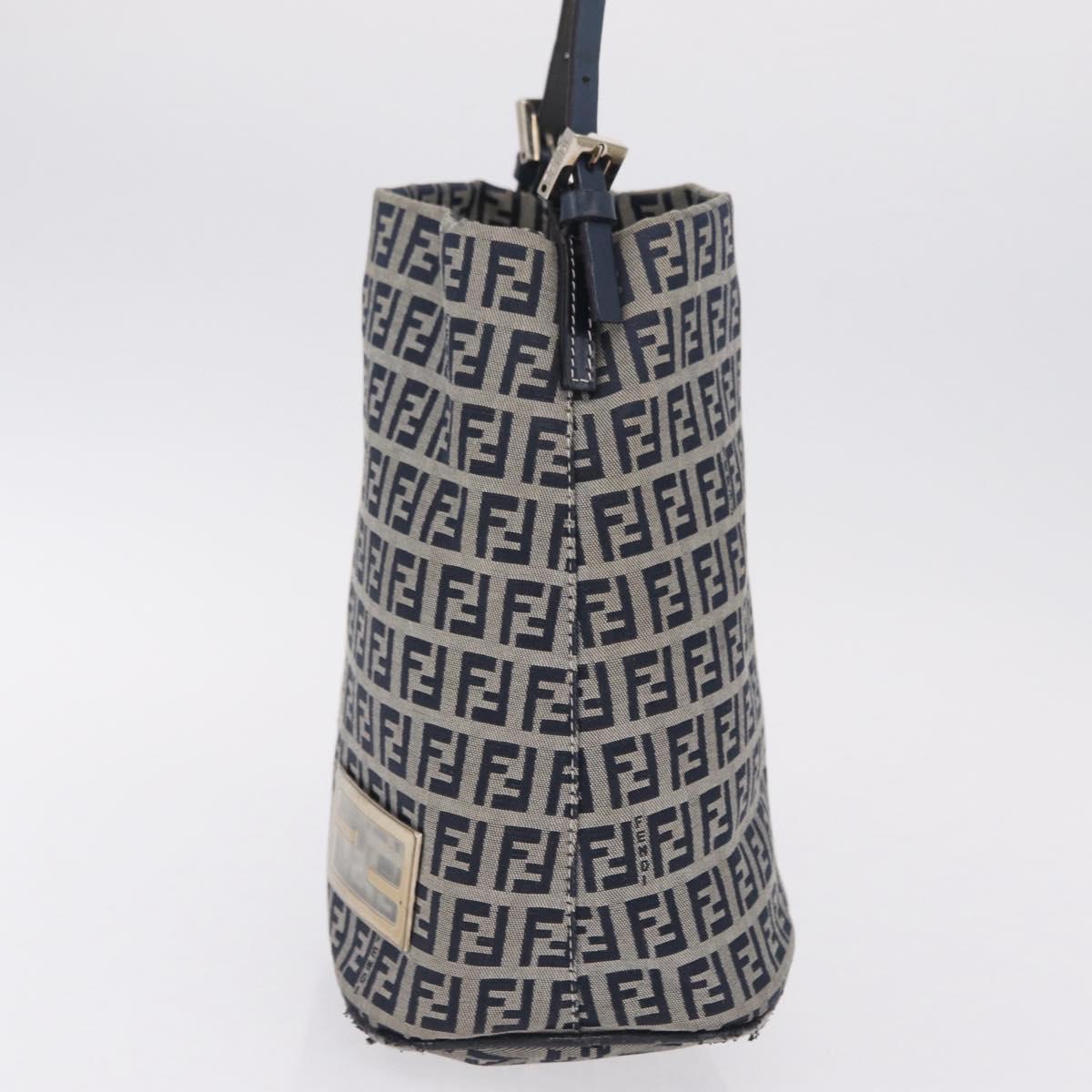 Fendi Navy Zucchino Canvas Bucket Bag side