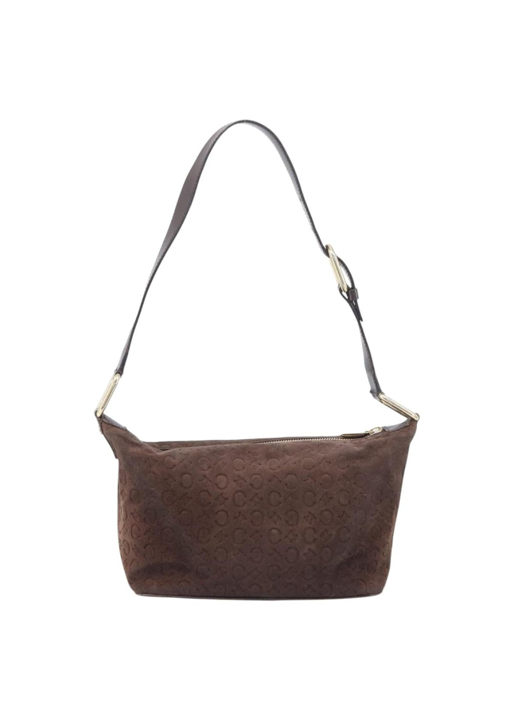 Celine Brown Suede Macadam Shoulder Bag back