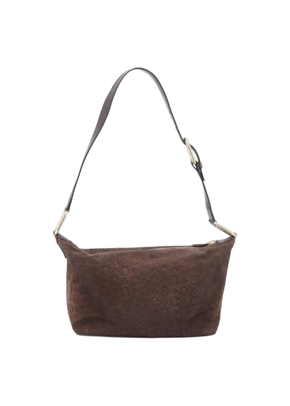 Celine Brown Suede Macadam Shoulder Bag back