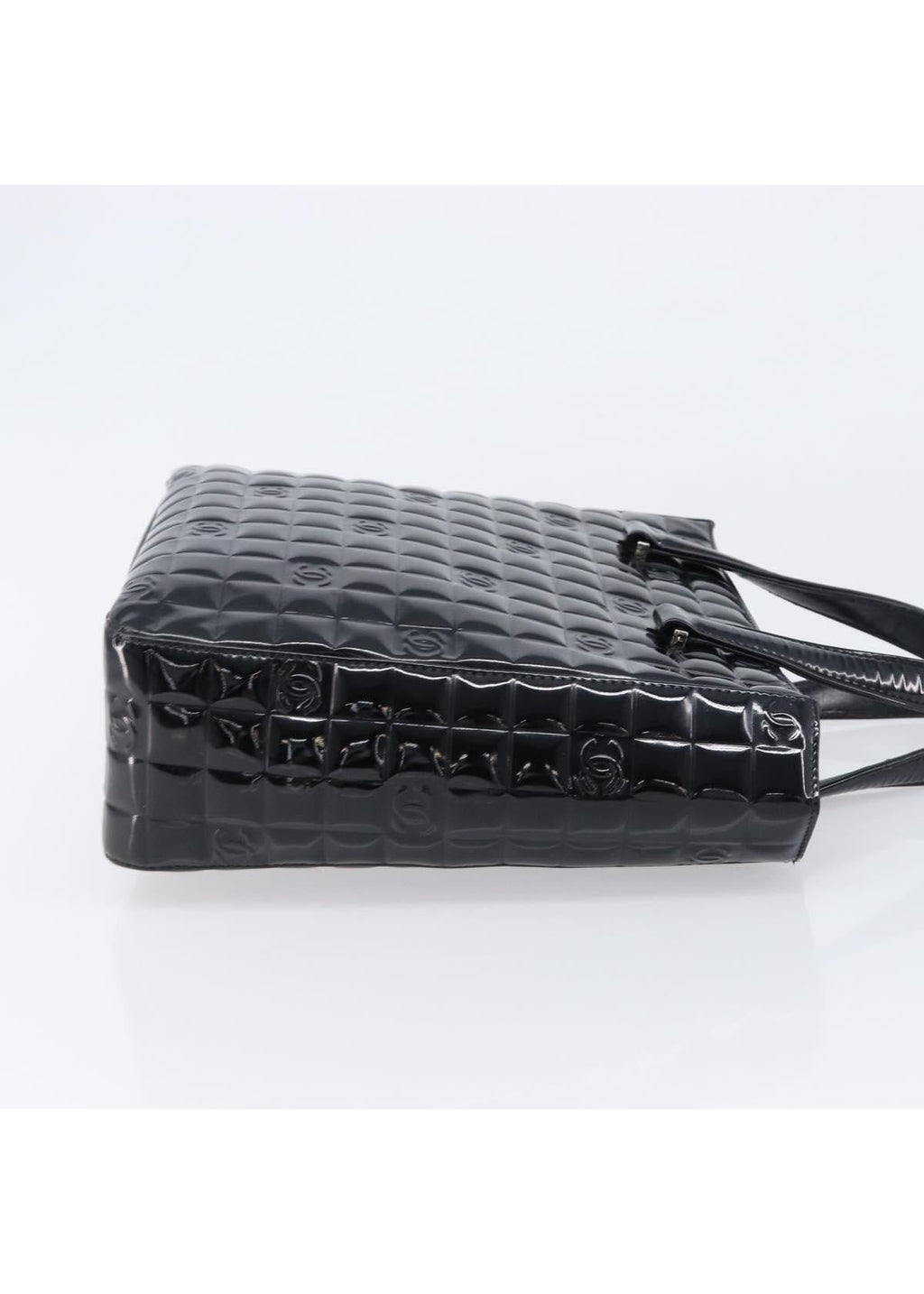 Chanel Black Patent Chocolate Bar Handbag side