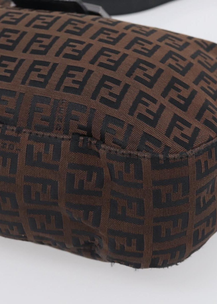 Fendi Chocolate Brown Zucchino Swoop Baguette corner detail