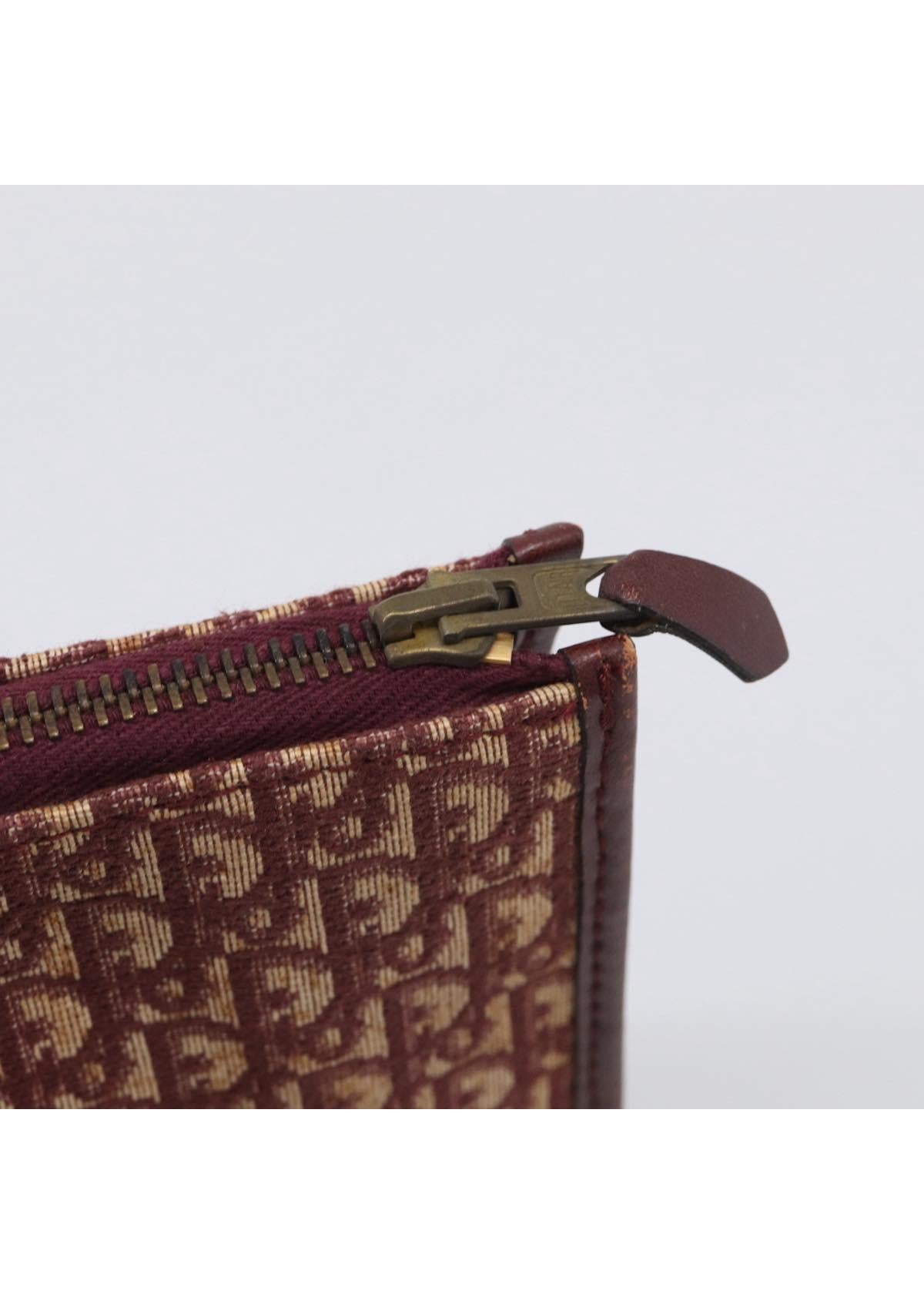 Dior Burgundy Oblique Canvas Clutch zipper