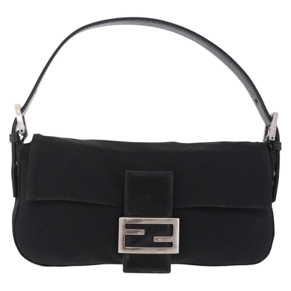 Fendi Black Cotton Jersey Baguette front