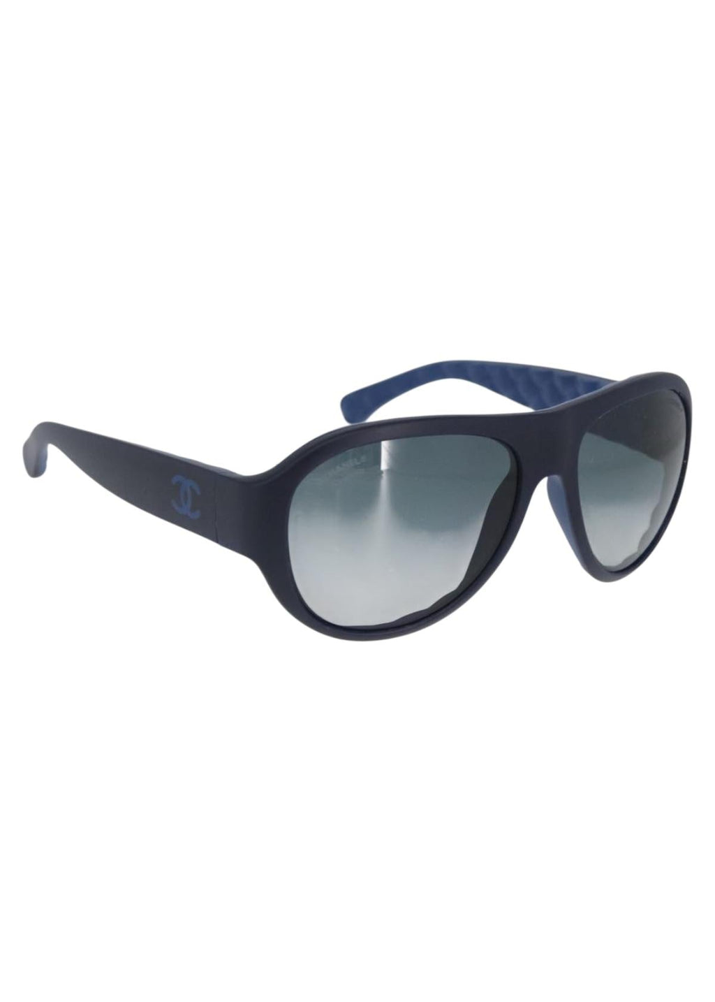 Chanel Black and Blue Quilted Sunglasses angle