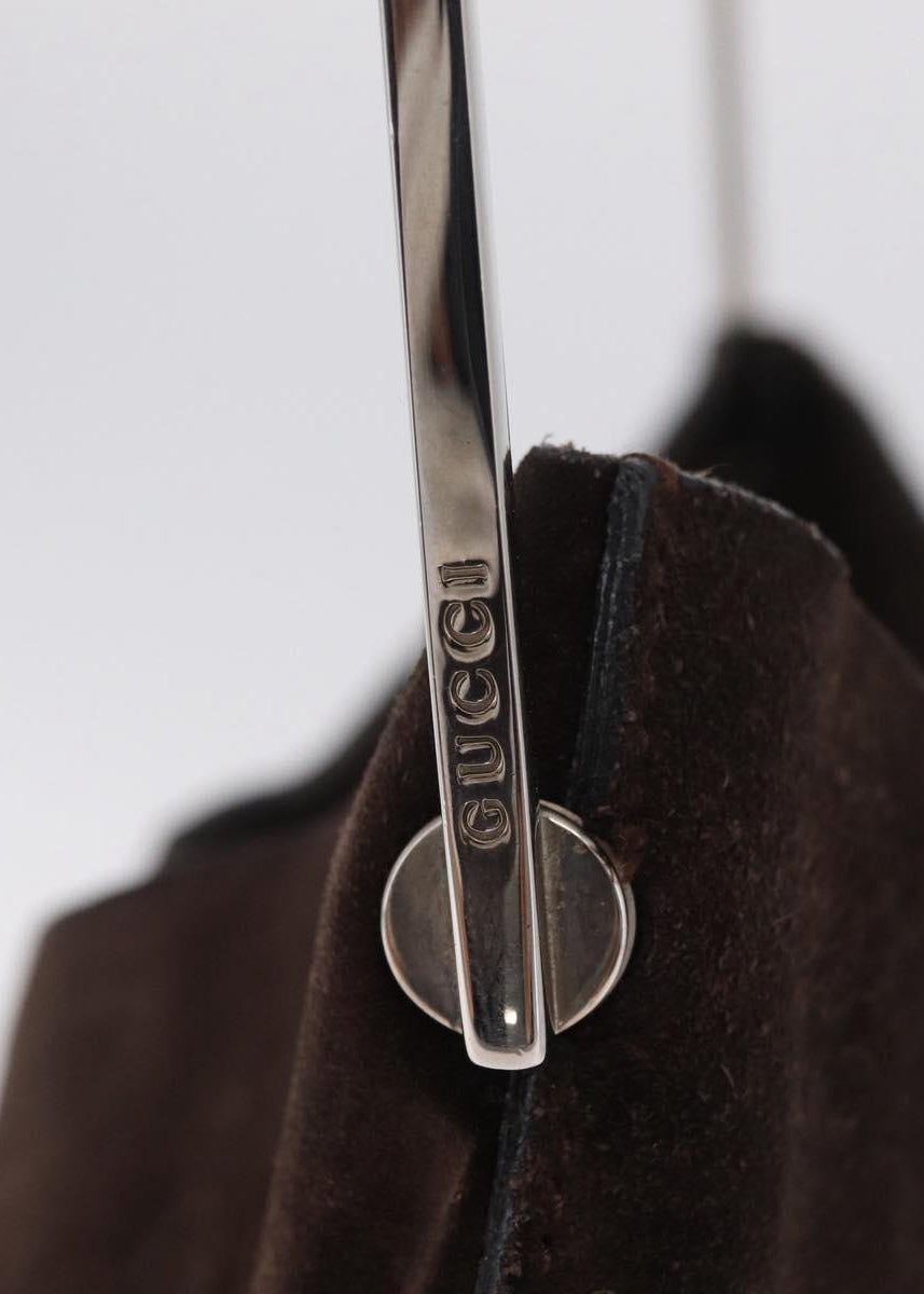 Gucci Brown Suede Shoulder Bag hardware