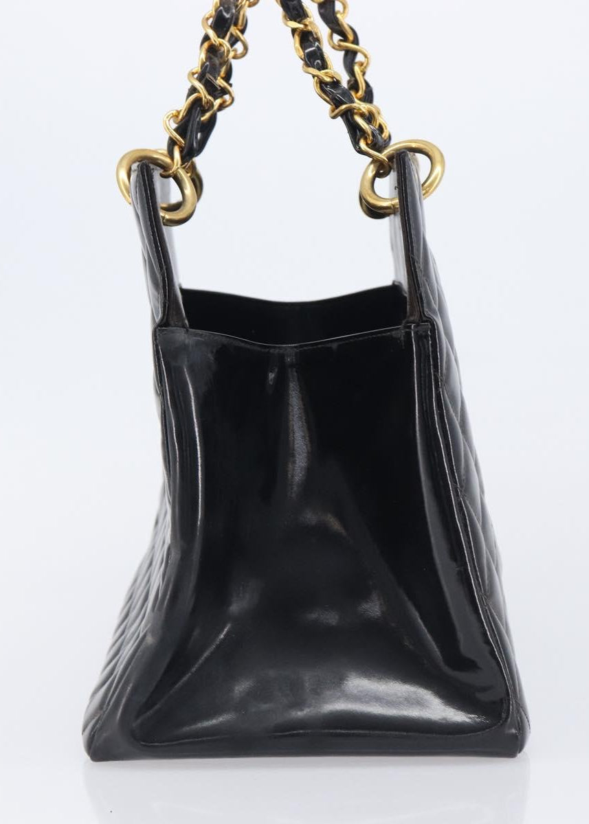 Chanel Black Patent Grand Shopping Tote side