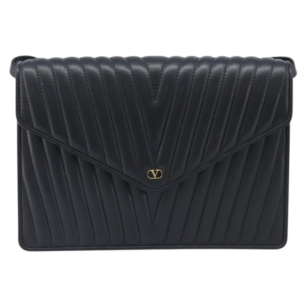 Valentino Black Quilted Leather Shoulder Bag front