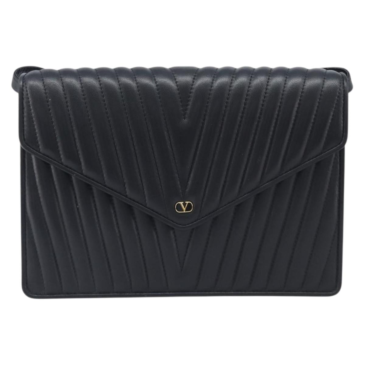 Valentino Black Quilted Leather Shoulder Bag front