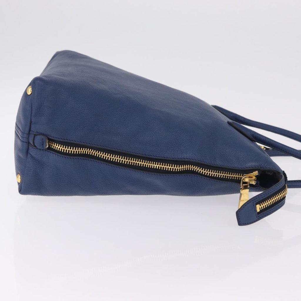 Miu Miu Blue Leather Tote side