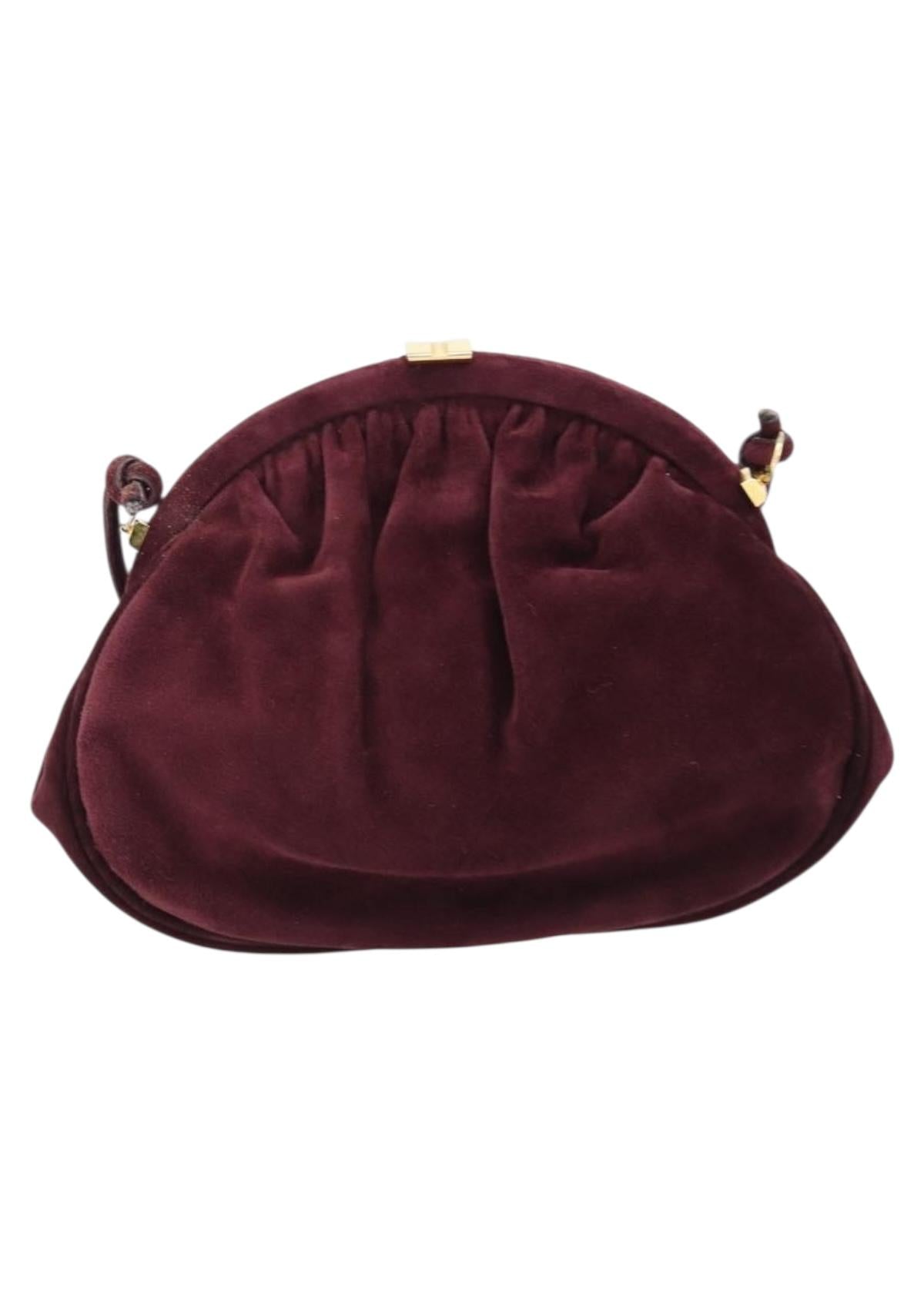 Ferragamo Burgundy Suede Shoulder Bag back