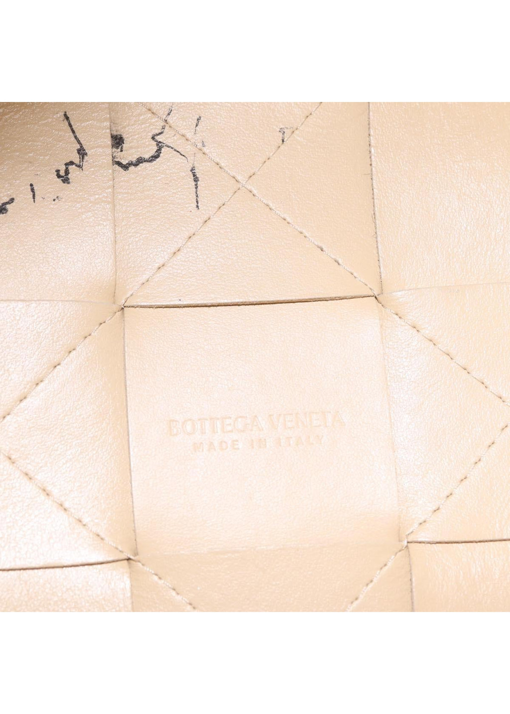 Bottega Veneta Tan Intrecciato Bucket Bag interior lining