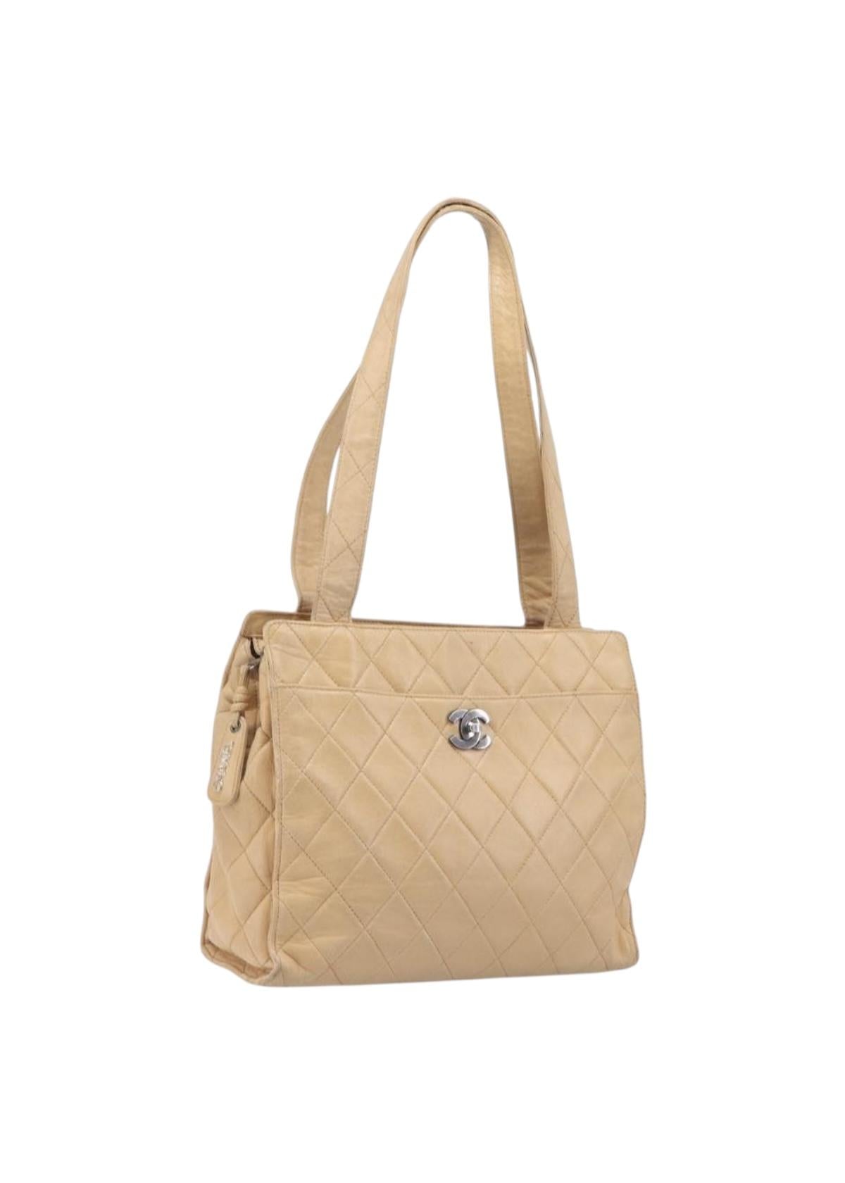 Chanel Beige Quilted Lambskin Tote photo 2