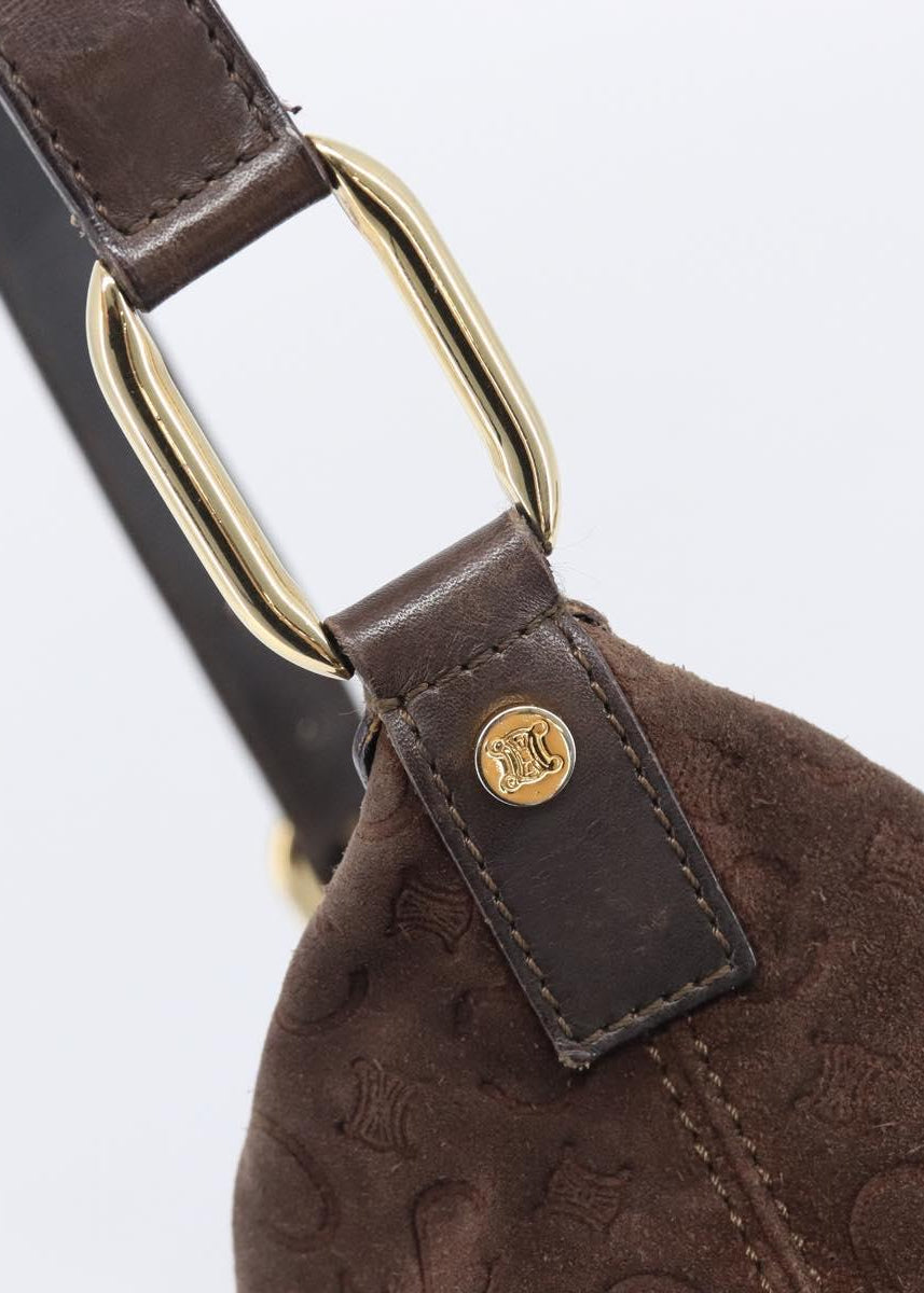 Celine Brown Suede Macadam Shoulder Bag hardware