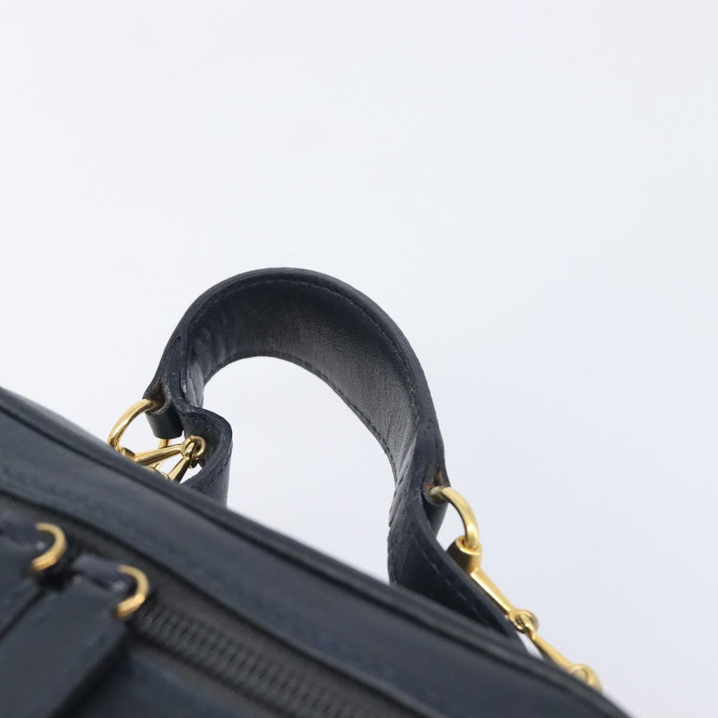 Gucci Navy Leather Horsebit Vanity Bag handle