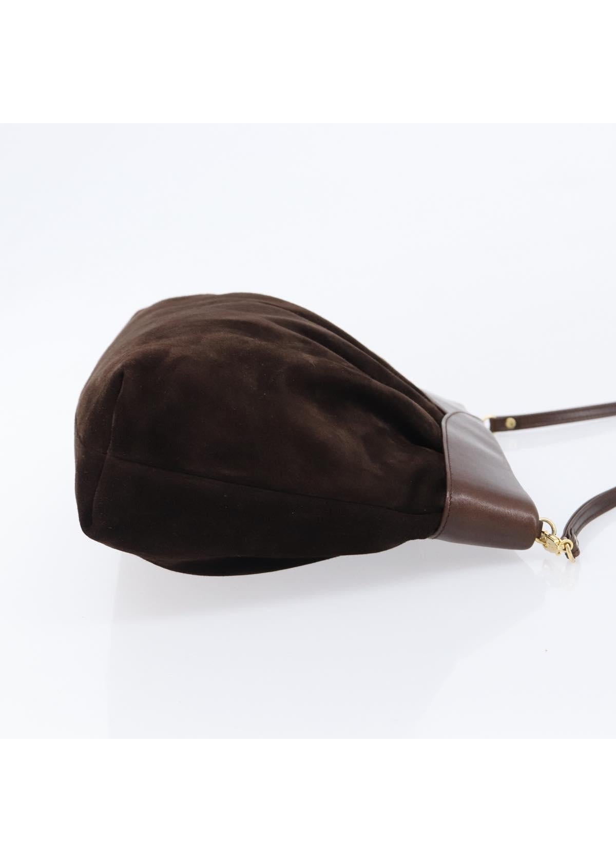 Ferragamo Brown Suede Shoulder Bag side