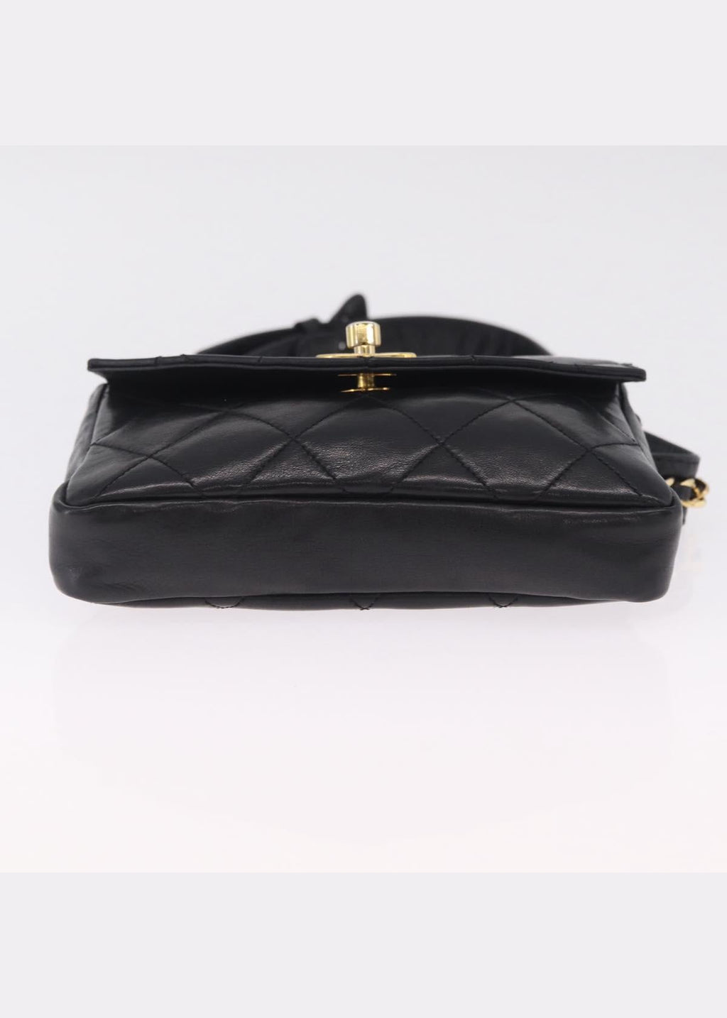 Chanel Black and Gold Quilted Belt Bag base