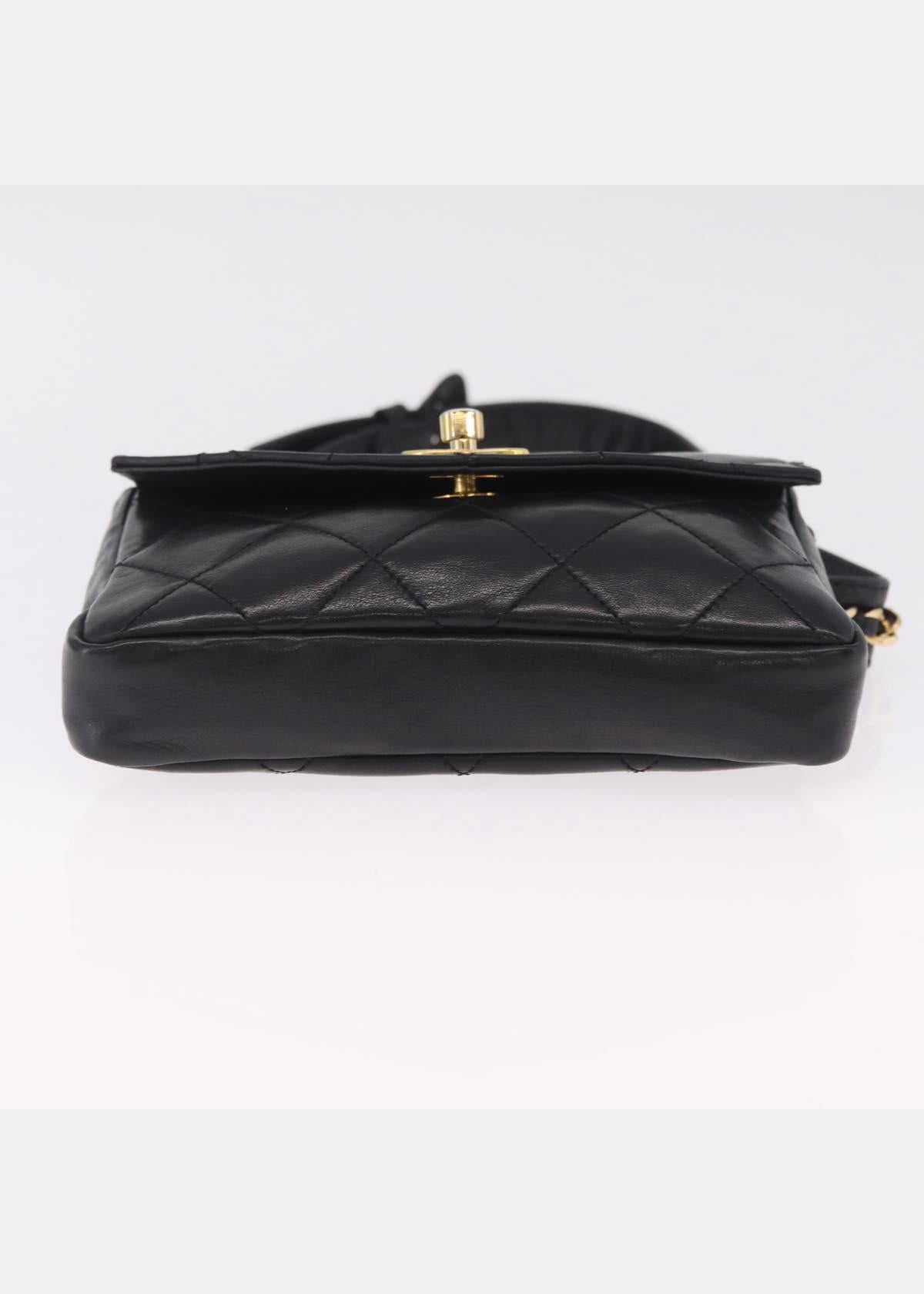 Chanel Black and Gold Quilted Belt Bag base