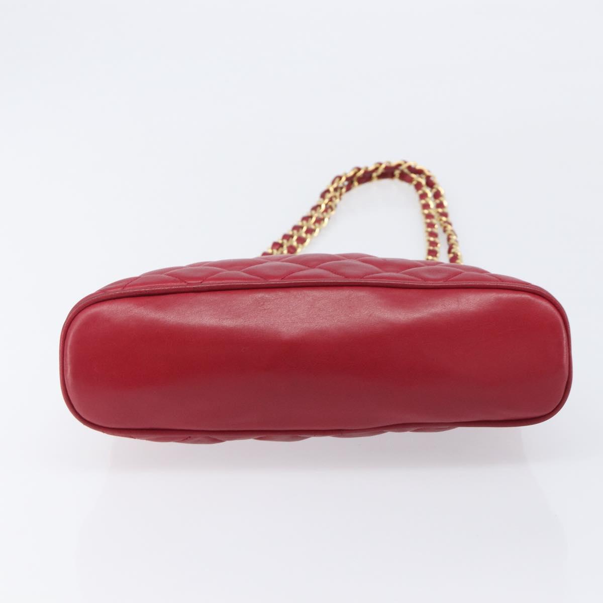 Chanel Red Quilted Lambskin Shoulder Bag base