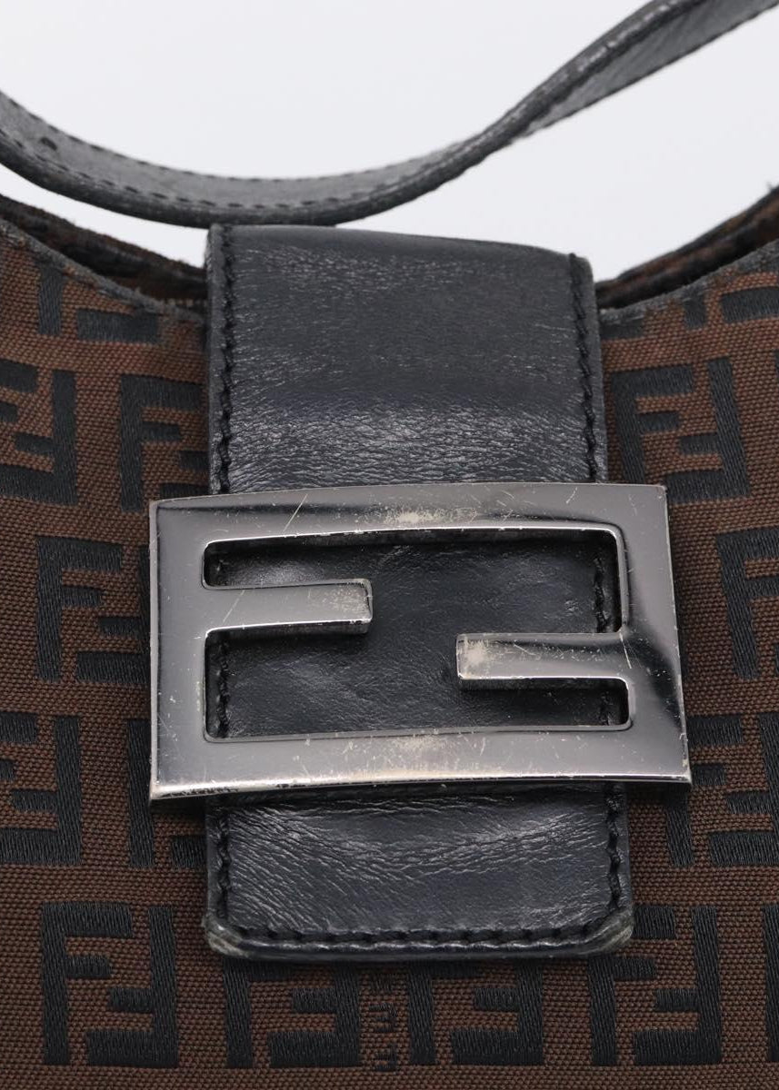 Fendi Chocolate Brown Zucchino Swoop Baguette FF buckle
