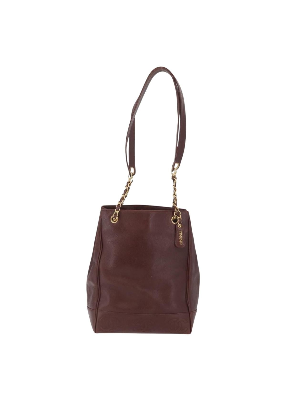 Chanel Brown Caviar Shoulder Bag front