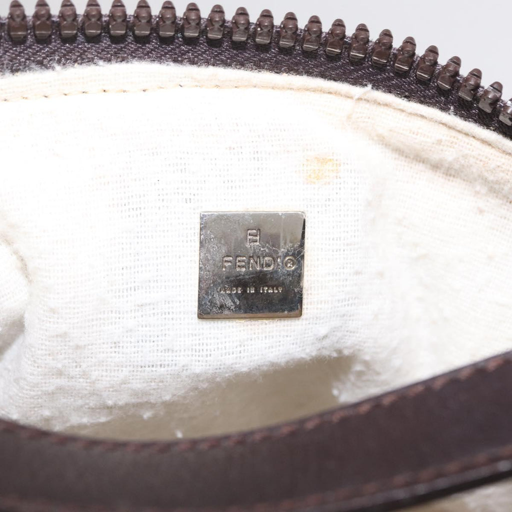 Fendi Brown Zucca Canvas Pochette interior brand tag