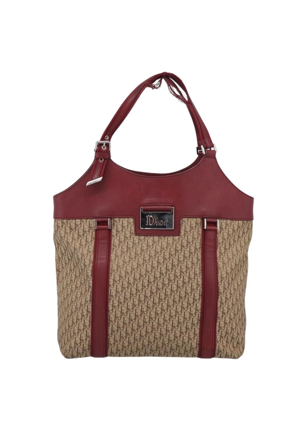 Dior Red and Monogram Tote front