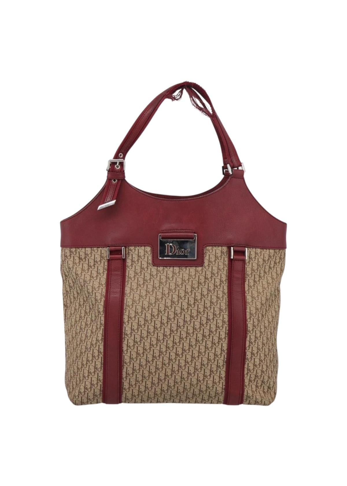 Dior Red and Monogram Tote front