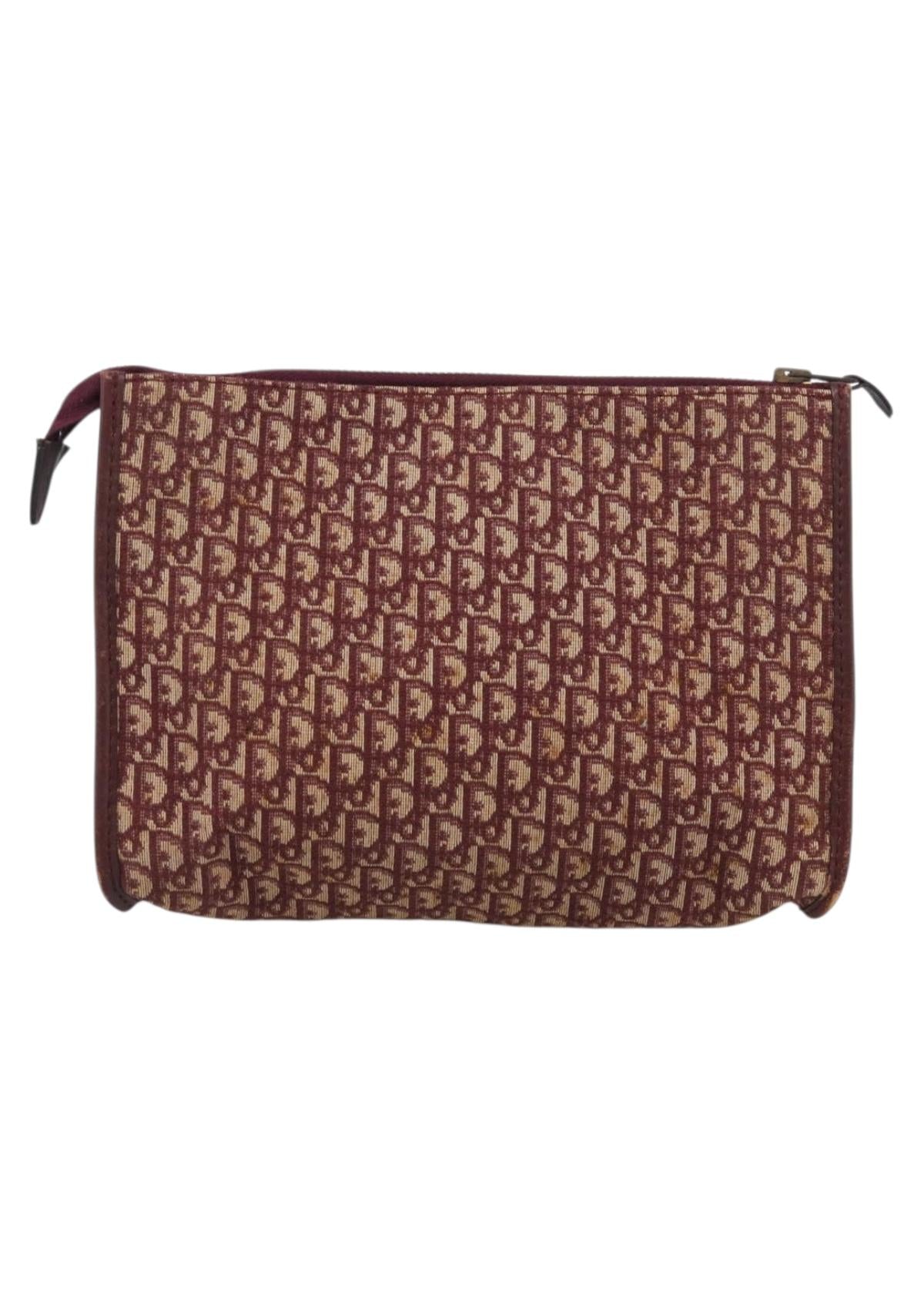 Dior Burgundy Oblique Canvas Clutch back