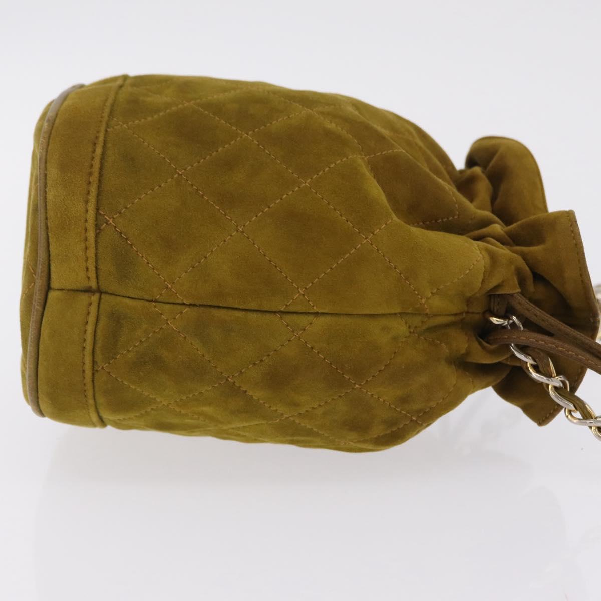 Chanel Green Suede Tassel Shoulder Bag side