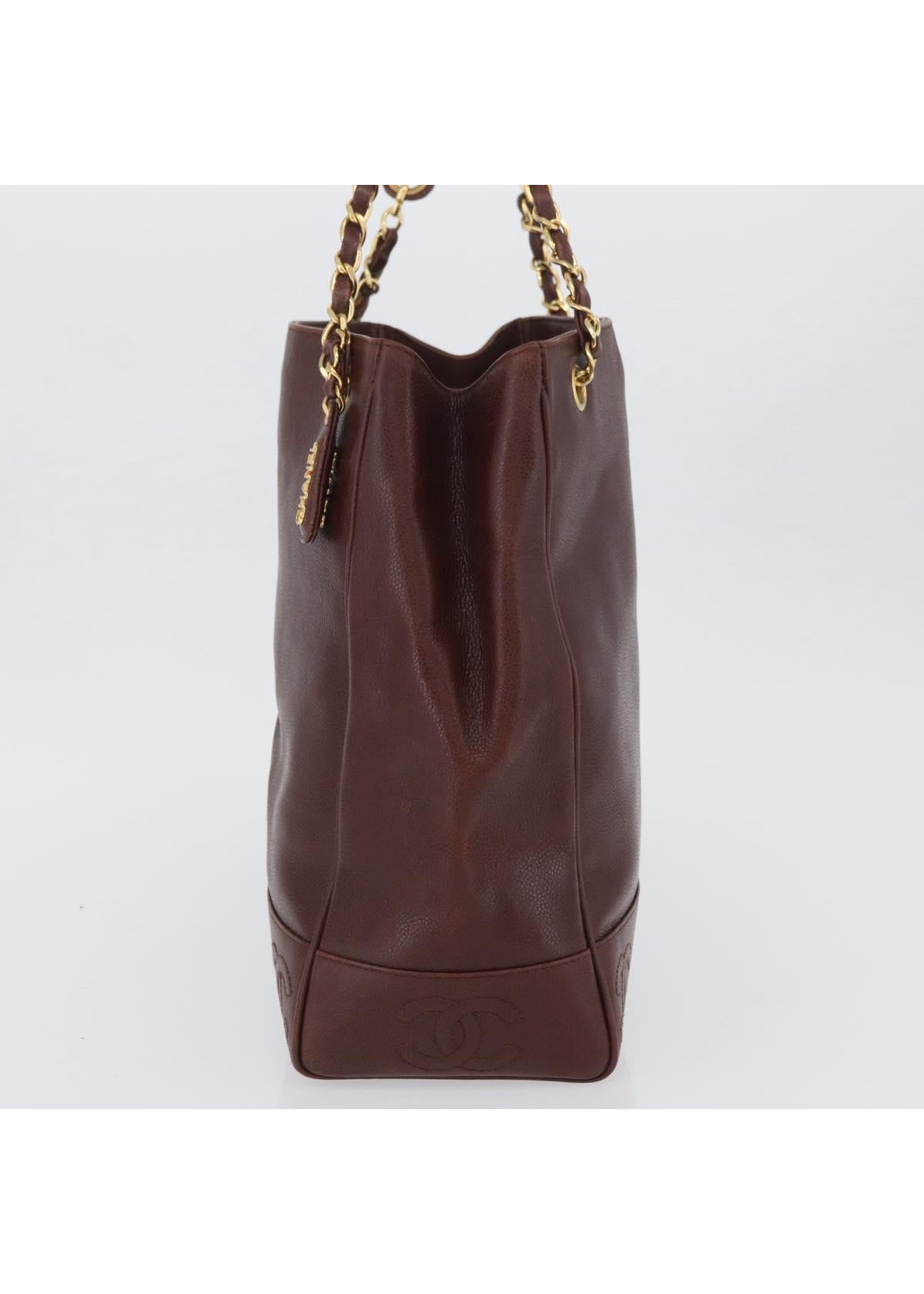 Chanel Brown Caviar Shoulder Bag side