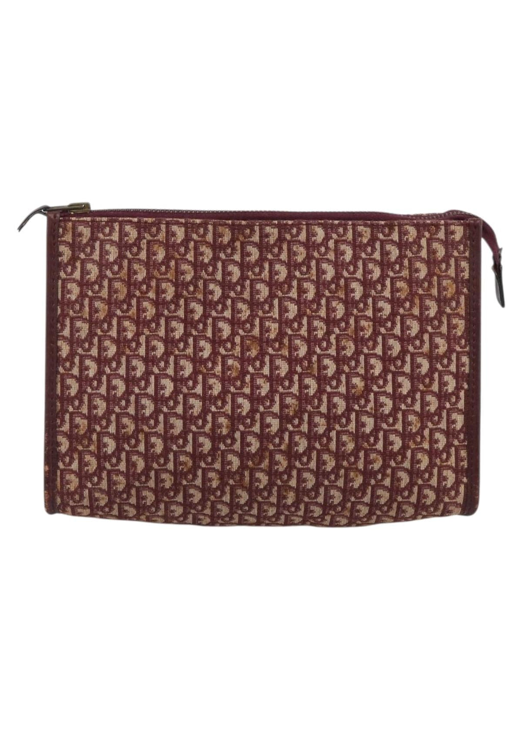 Dior Burgundy Oblique Canvas Clutch front