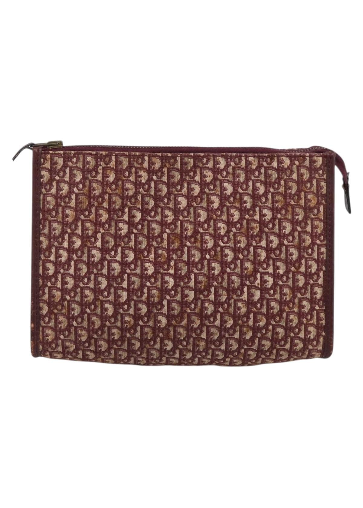 Dior Burgundy Oblique Canvas Clutch front