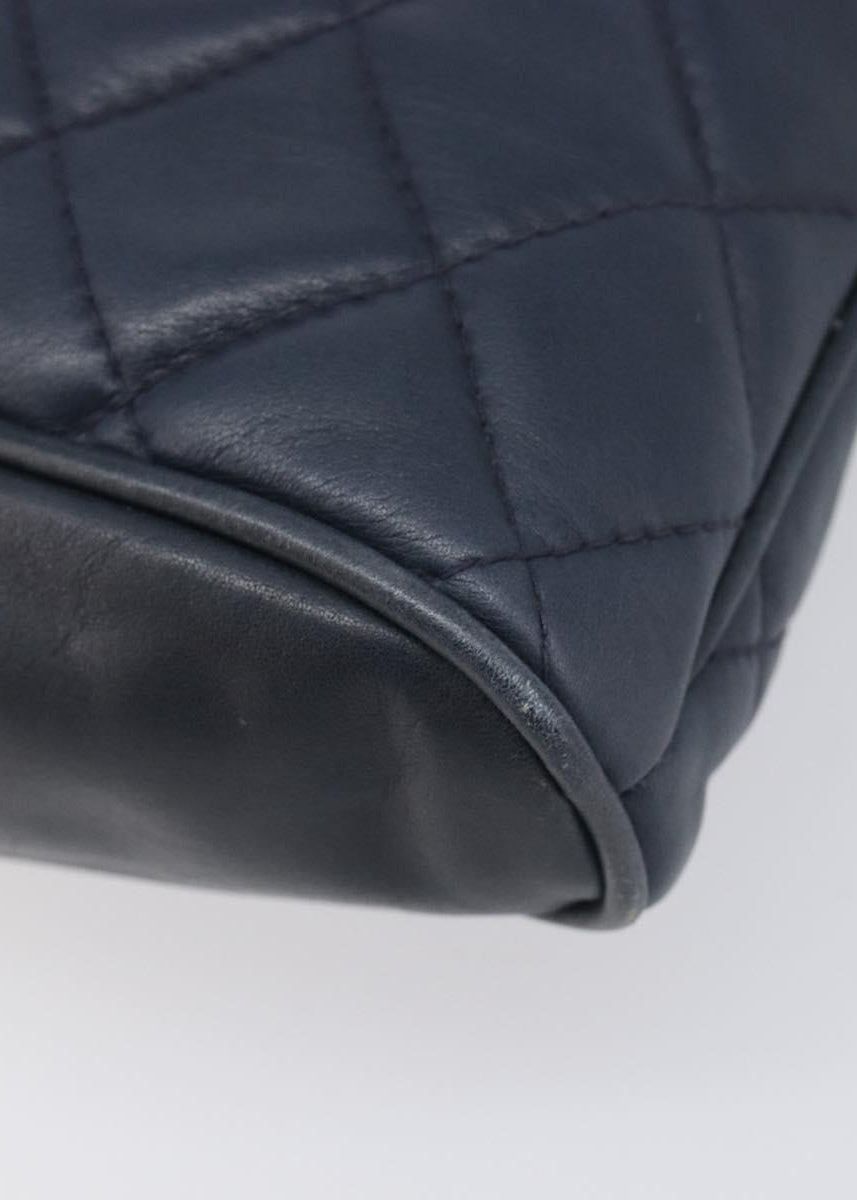 Chanel Navy Quilted Shoulder Bag corner detail