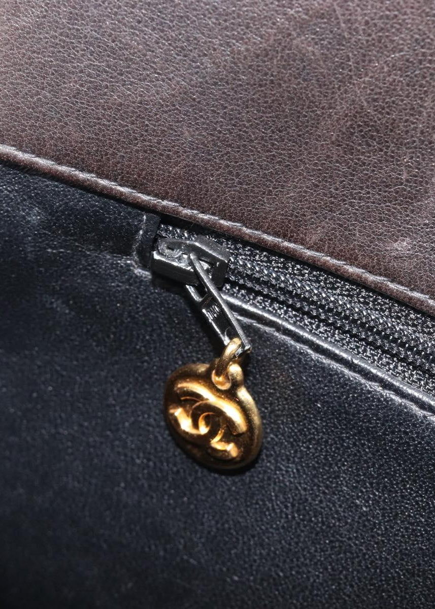 Chanel Black Patent Grand Shopping Tote interior zip