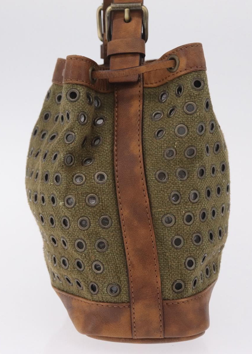 Celine Khaki Perforated Bucket Bag side