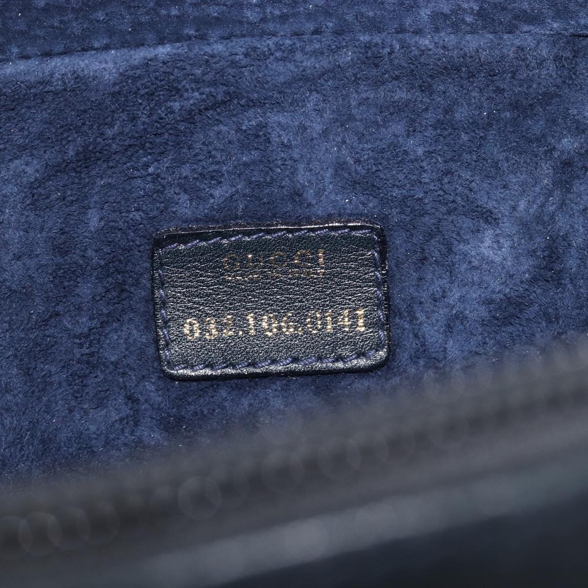 Gucci Navy Leather Horsebit Vanity Bag interior brand stamp
