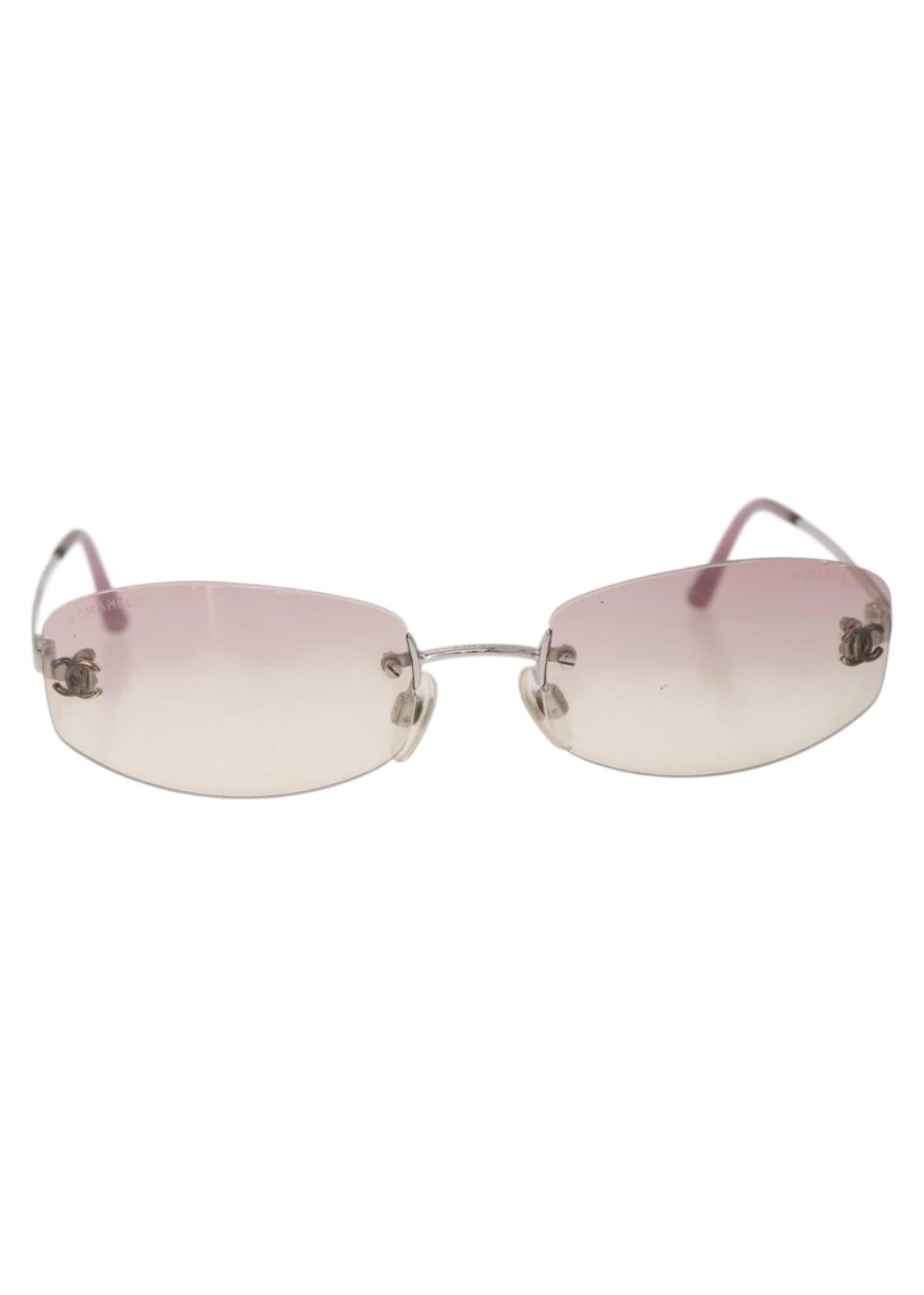 Chanel Silver Rimless Gradient Sunglasses front