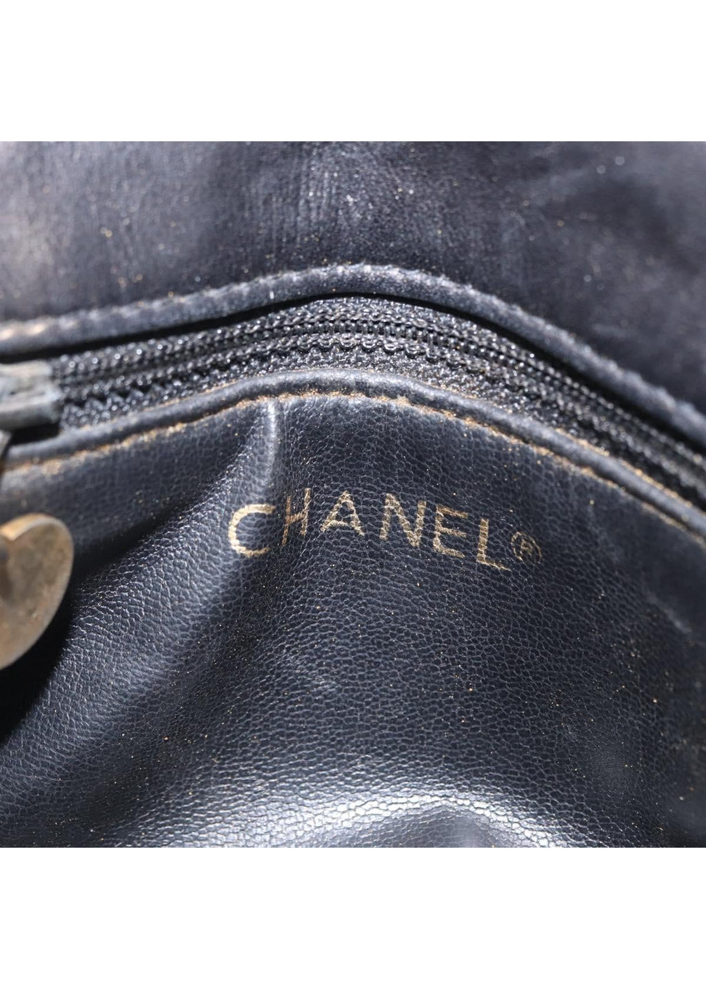 Chanel Black Quilted Leather Belt Bag brand stamp