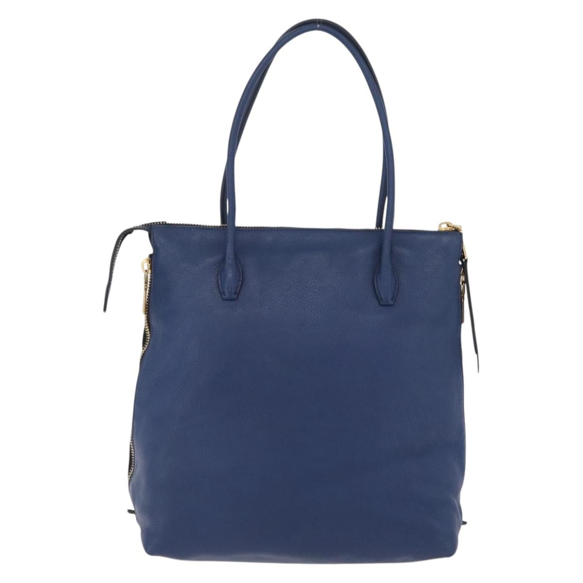 Miu Miu Blue Leather Tote back