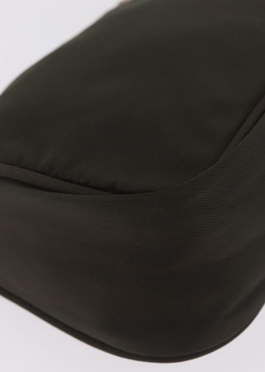 Prada Hunter Green Nylon Pochette corner detail