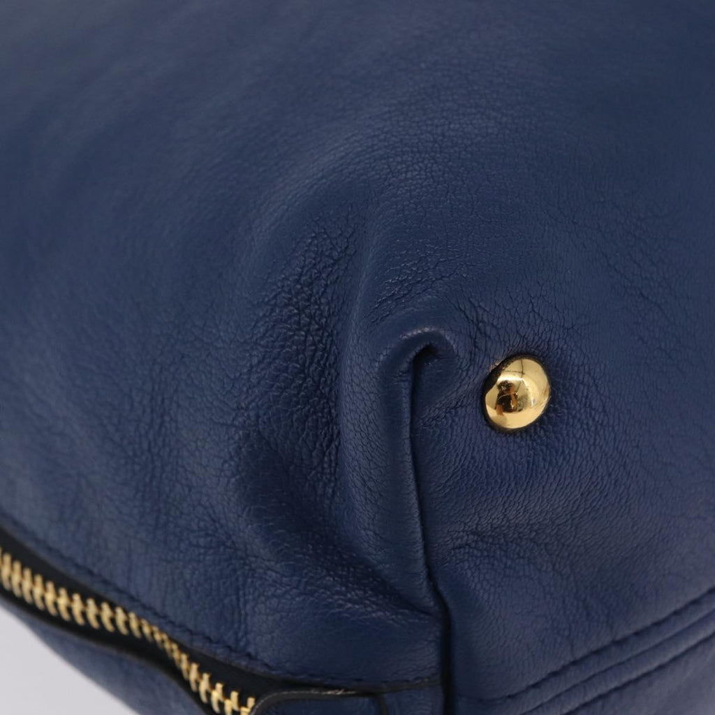 Miu Miu Blue Leather Tote corner detail