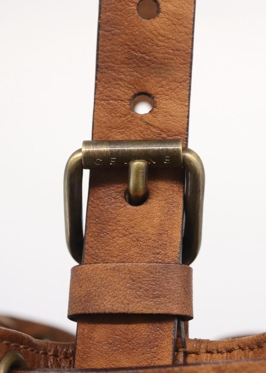Celine Khaki Perforated Bucket Bag buckle