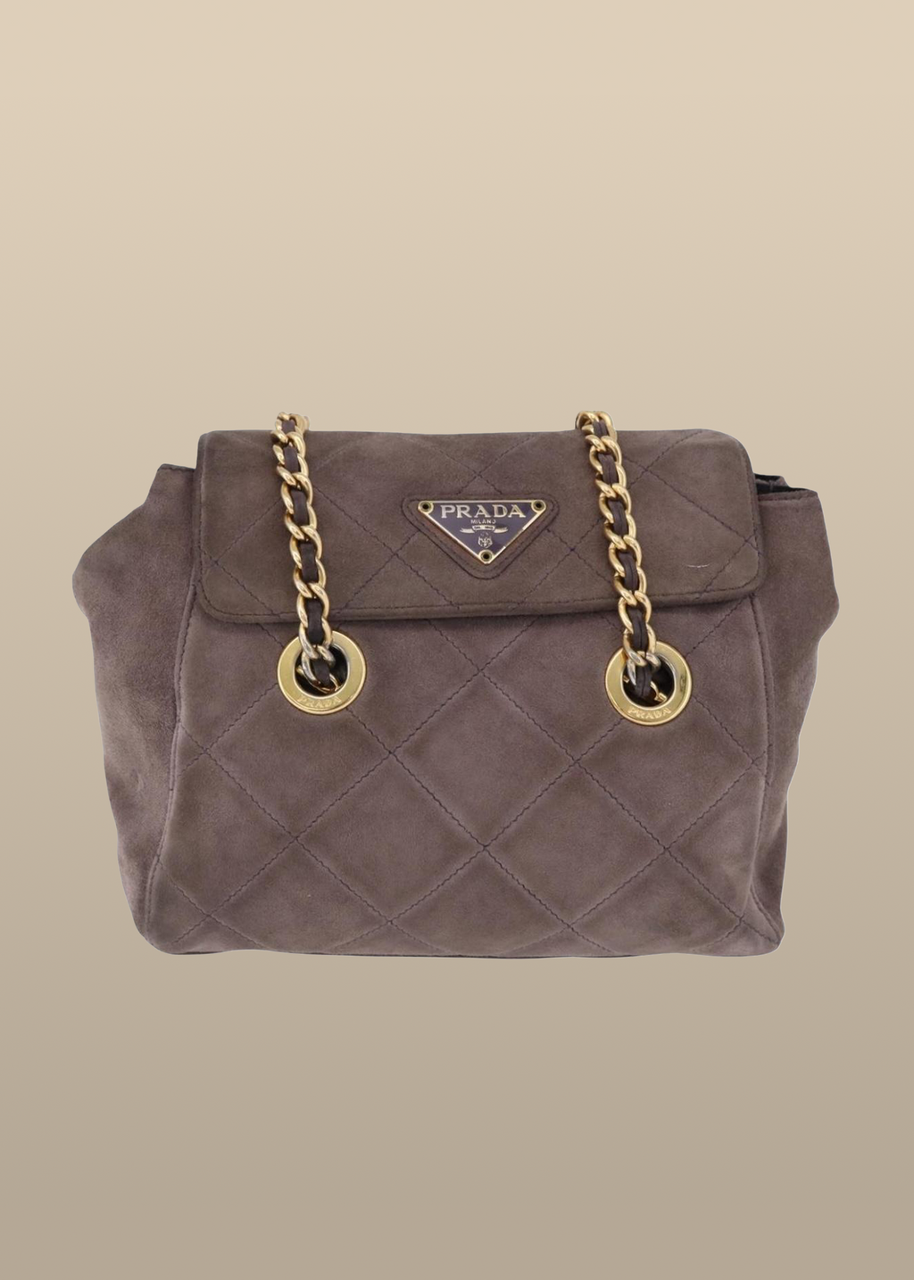 Prada Brown Suede Quilted Crossbody