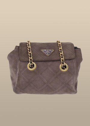 Prada Brown Suede Quilted Crossbody