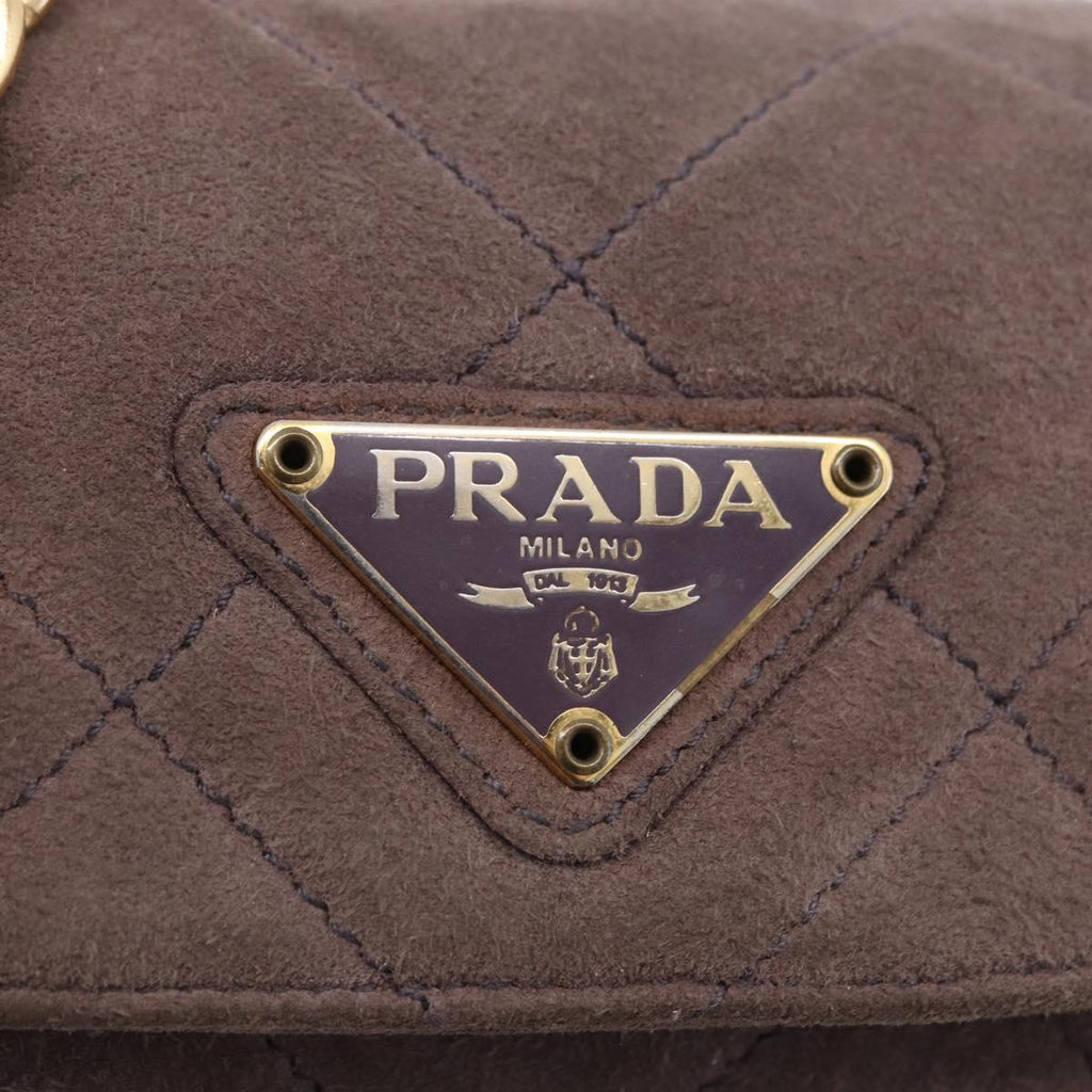 Prada Brown Suede Quilted Crossbody