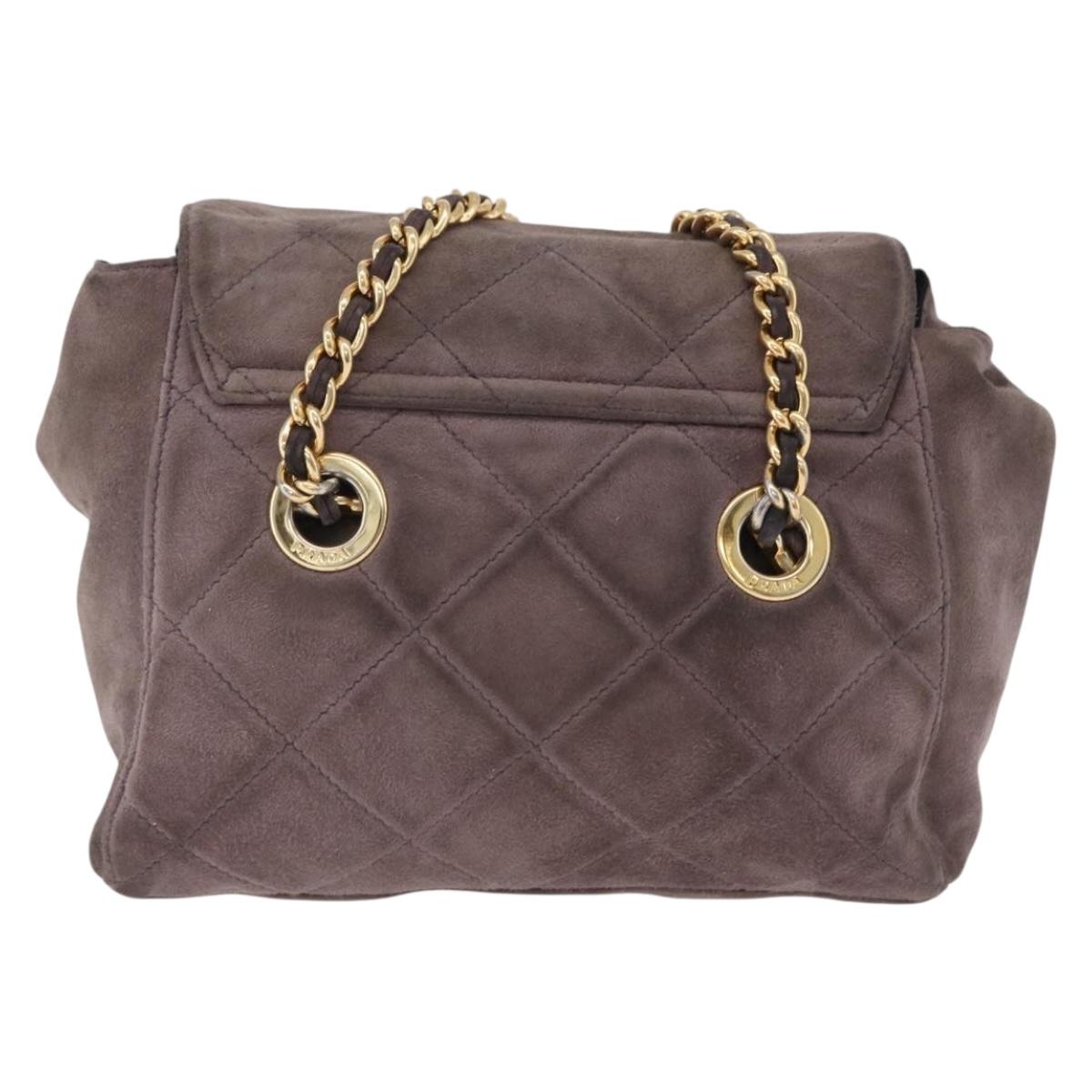 Prada Brown Suede Quilted Crossbody