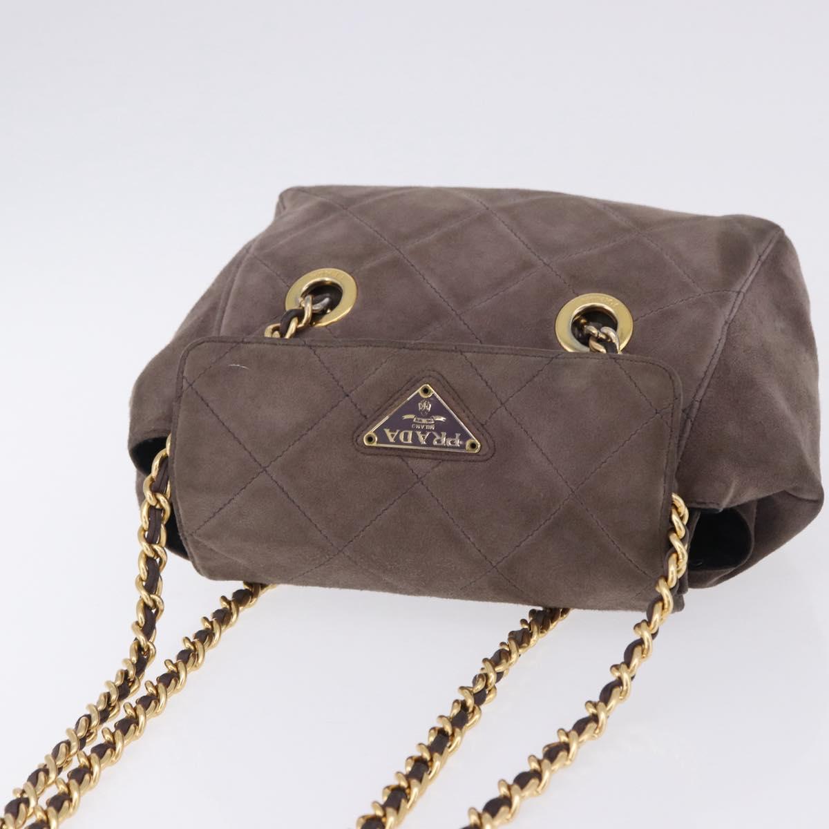 Prada Brown Suede Quilted Crossbody