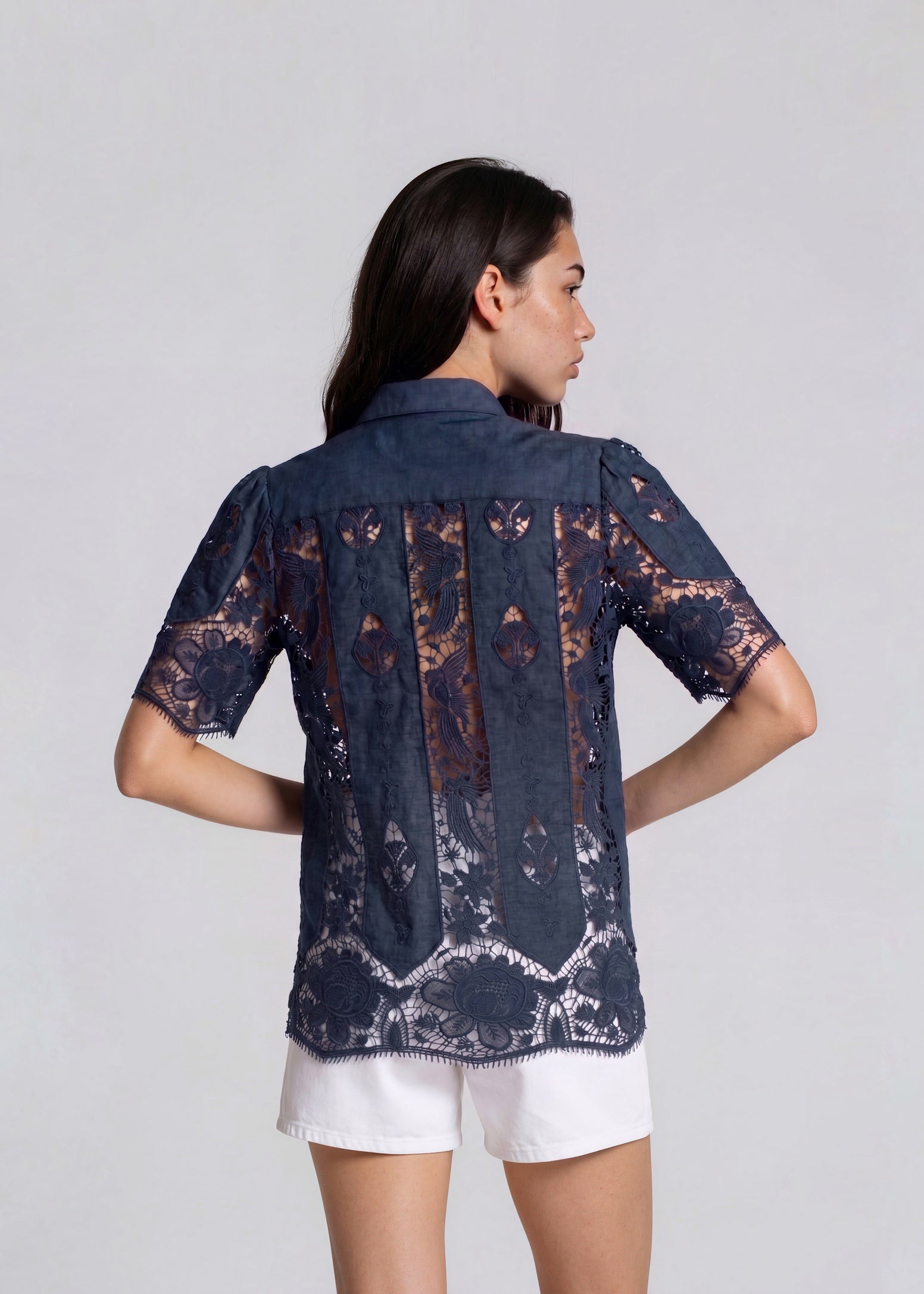 Navy Lace Top