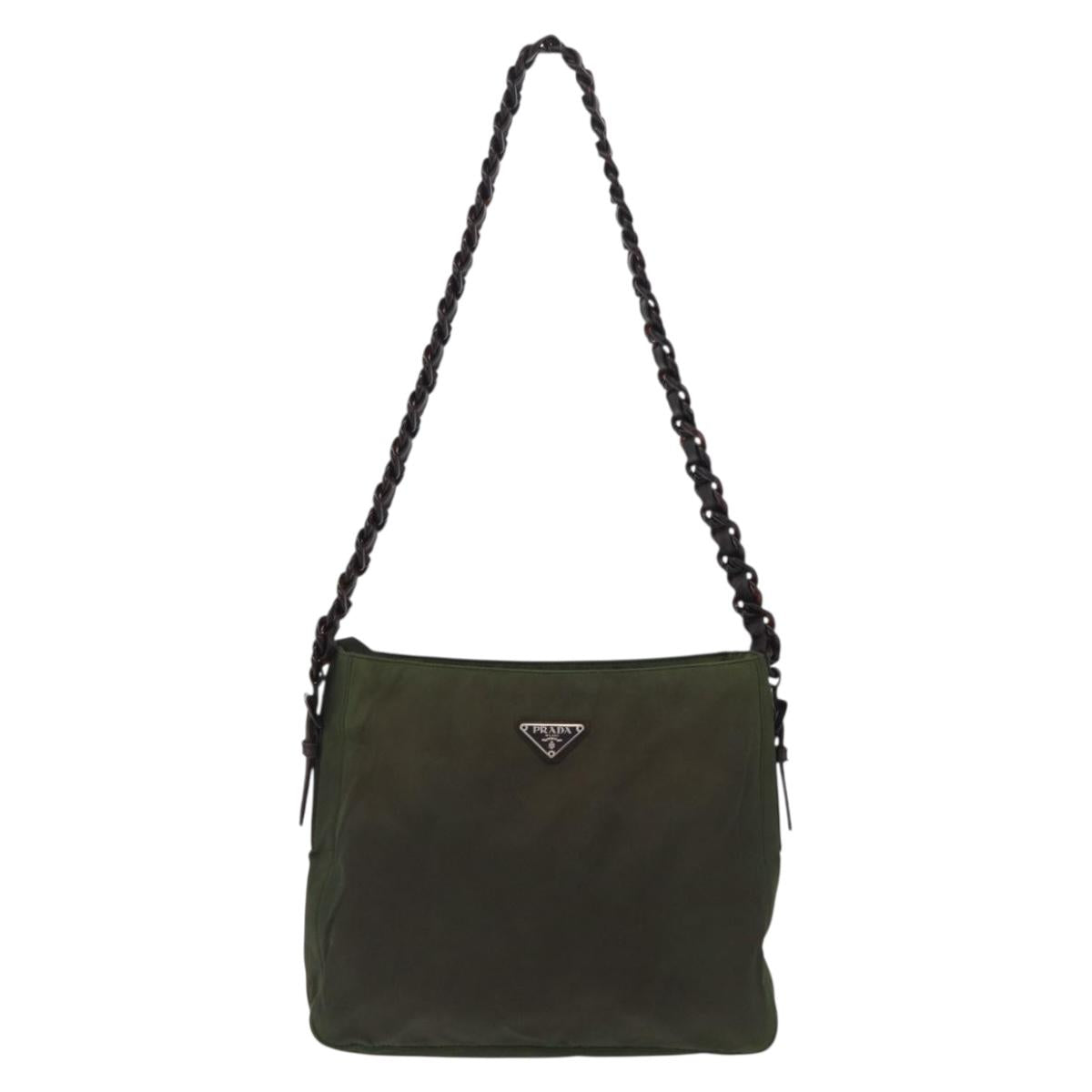 Prada Green Nylon Strap Shoulder Bag