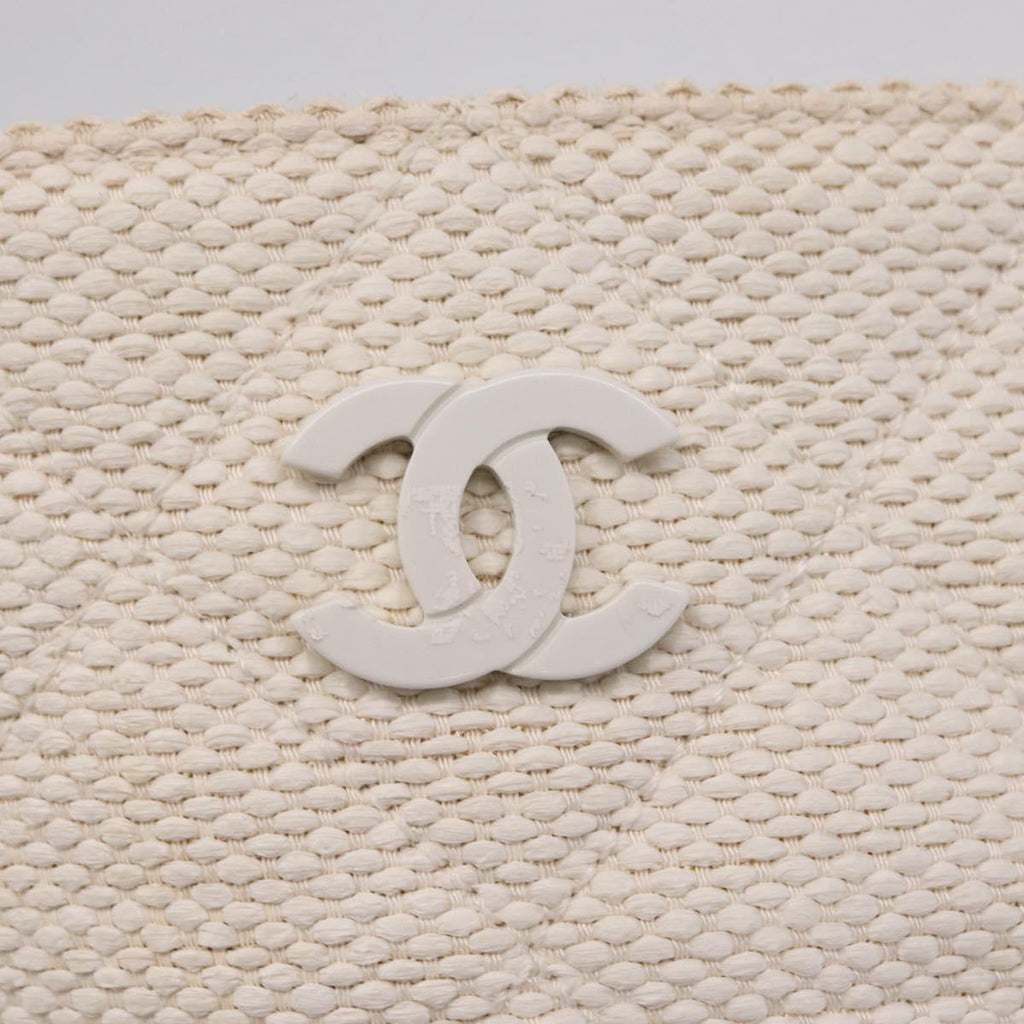 Chanel White Raffia Tote
